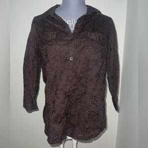 Brown Floral Button-Up Shirt